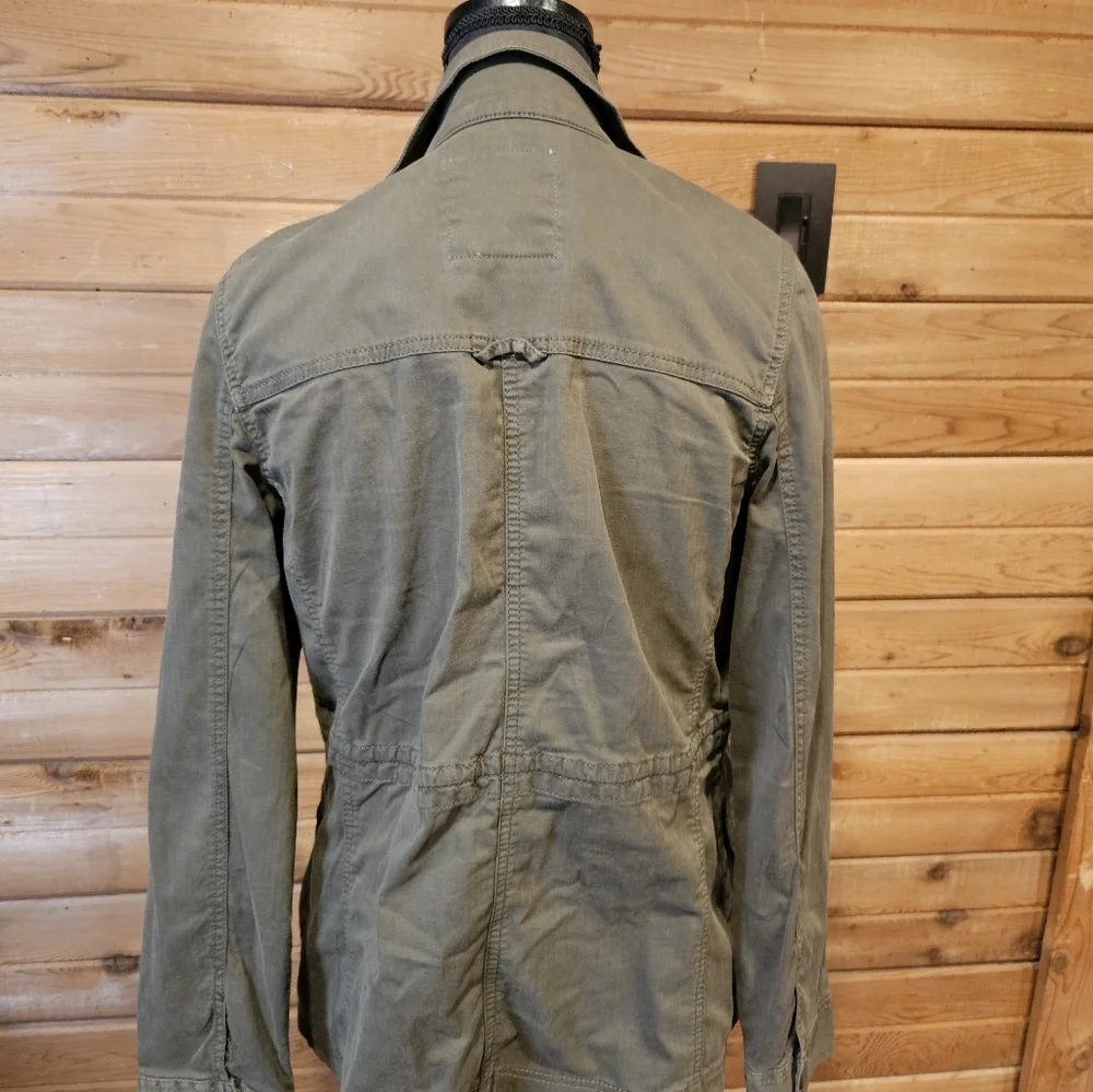 Utility Jacket Army Green SMALL Zip Up Snap Button - Picture 4 of 9